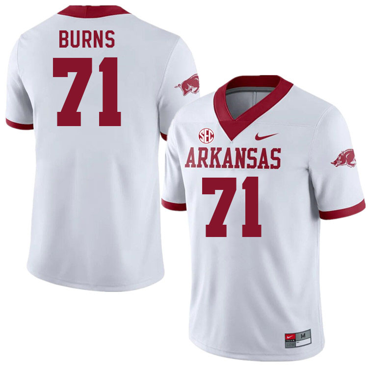 Men #71 Brock Burns Arkansas Razorback College Football Jerseys Stitched Sale-Alternate White